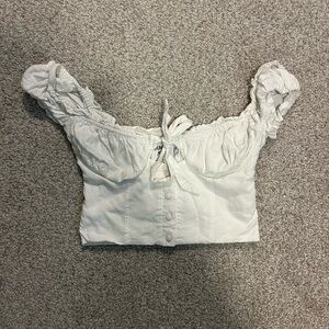 Princess Polly White Off-Shoulder Tie-Front Crop Top